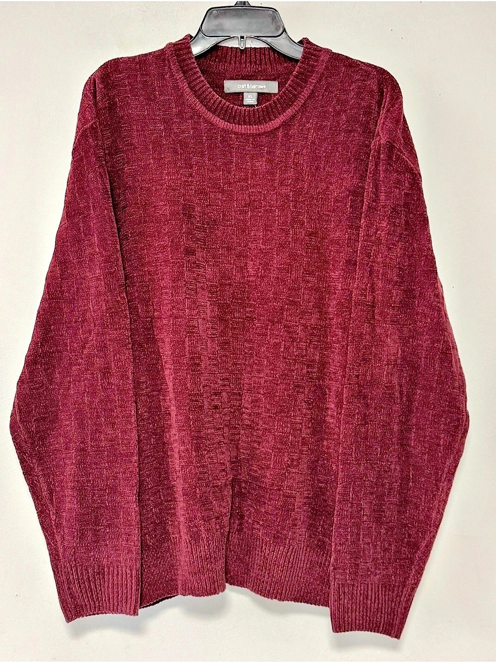 croft & barrow Textured Crewneck Sweater Velour Burgundy XL NWT